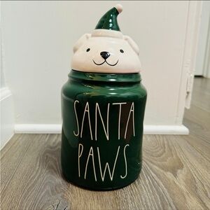 RAE DUNN Santa Paws Figural Dog Canister, Christmas Kitchen Holiday NEW